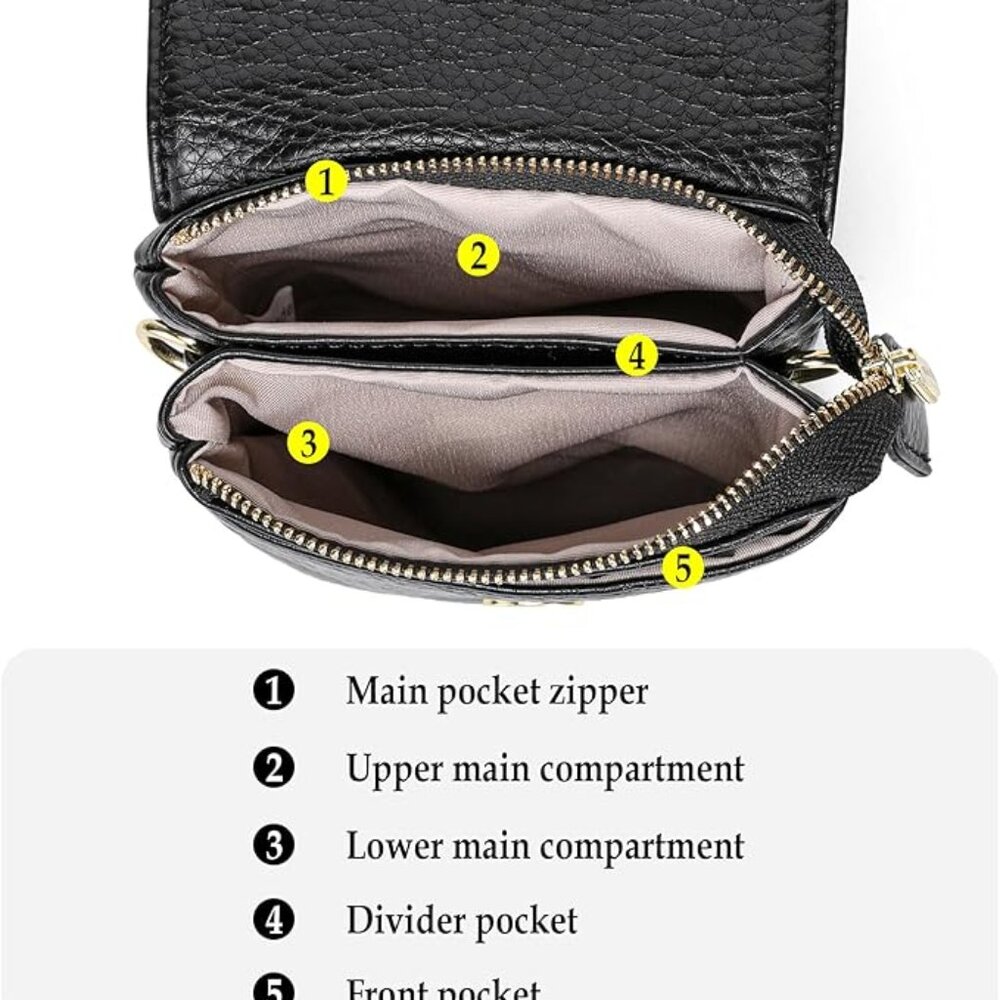 Minicat Small Faux Leather Crossbody Bag, Black - Picture 10 of 11